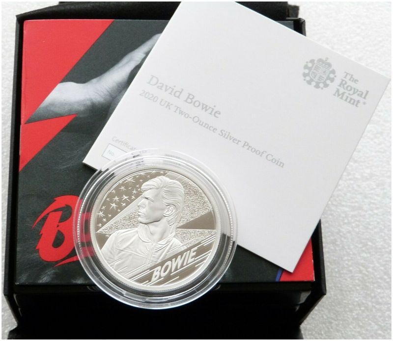 2020 Music Legends David Bowie £5 Silver Proof 2oz Coin Box Coa