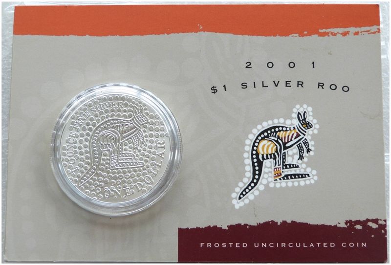 2001 Australia Kangaroo $1 Silver 1oz Coin Mint Pack