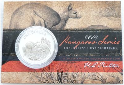 2014 Australia Kangaroo $1 Silver 1oz Coin Mint Card