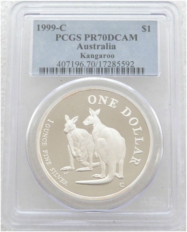 1999 Australia Kangaroo $1 Silver Proof 1oz Coin PCGS PR70 DCAM