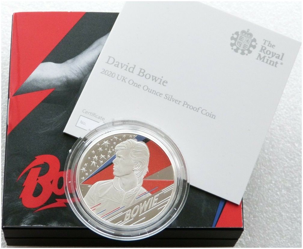2020 Music Legends David Bowie £2 Silver Proof 1oz Coin Box Coa