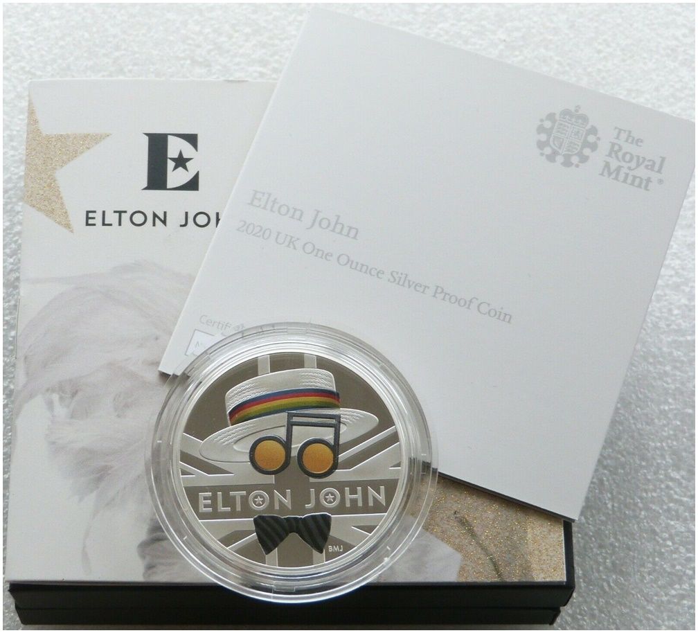 2020 Music Legends Elton John £2 Silver Proof 1oz Coin Box Coa