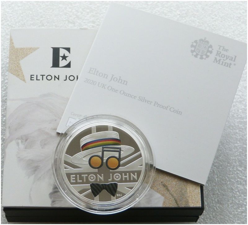 2020 Music Legends Elton John £2 Silver Proof 1oz Coin Box Coa