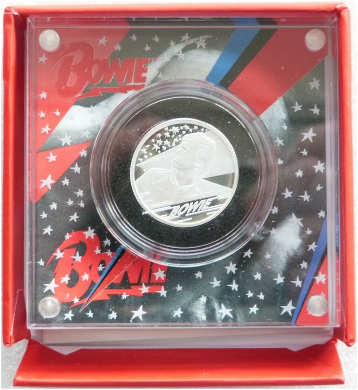 2020 Music Legends David Bowie £1 Silver Proof 1/2oz Coin Box Coa