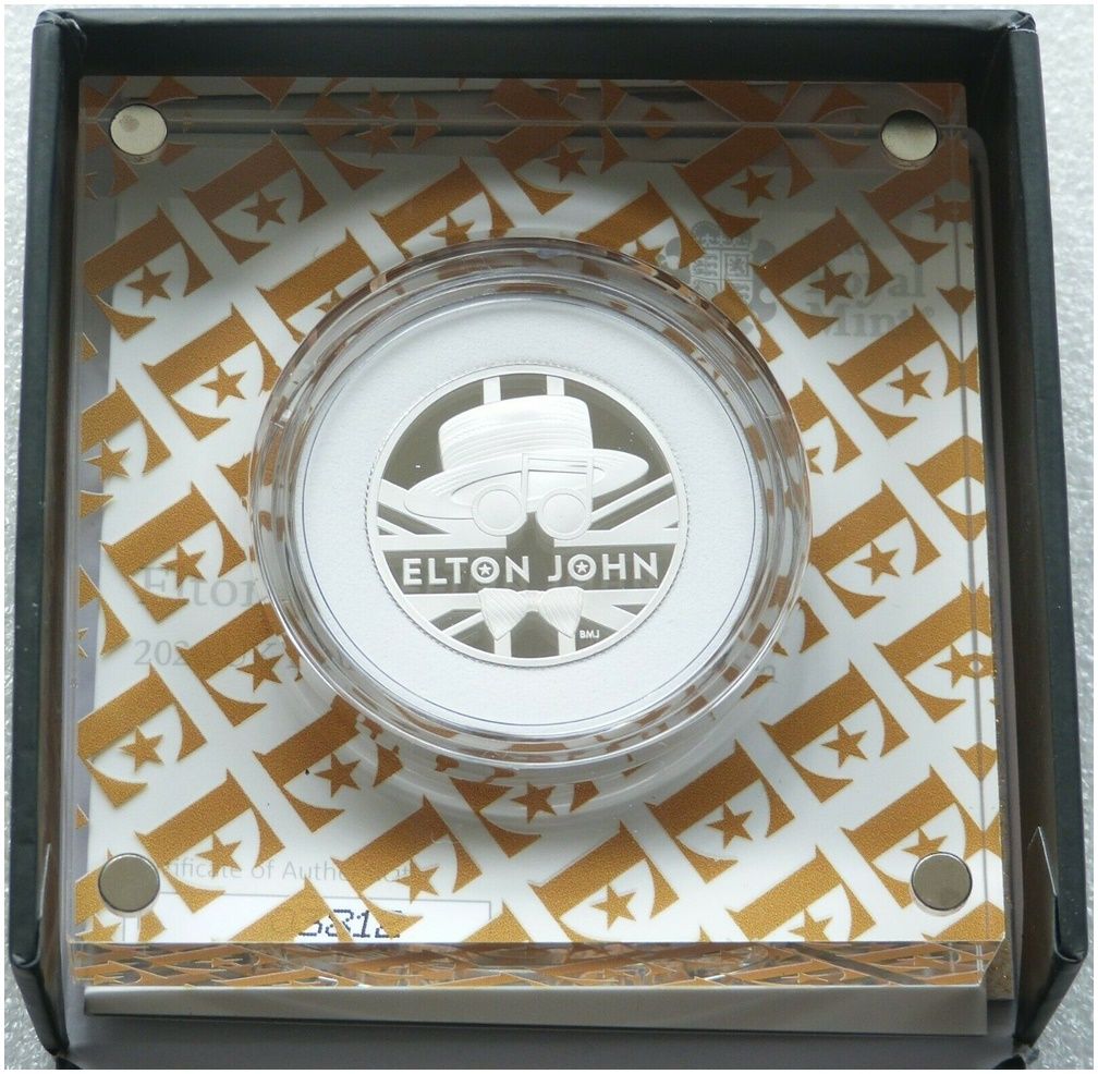 2020 Music Legends Elton John £1 Silver Proof 1/2oz Coin Box Coa