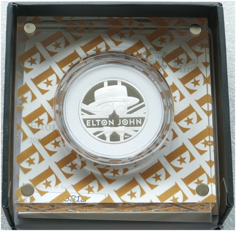 2020 Music Legends Elton John £1 Silver Proof 1/2oz Coin Box Coa