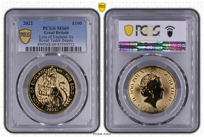 PCGS PR69 チューダービースト　イングランドのライオン　2022 2022 Royal Tudor Beasts Lion of England 2 oz Silver Coin in