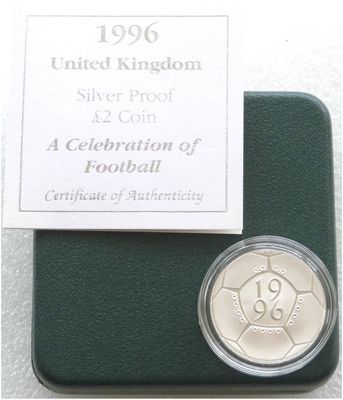 1996 Celebration of Football £2 Silver Proof Coin Box Coa