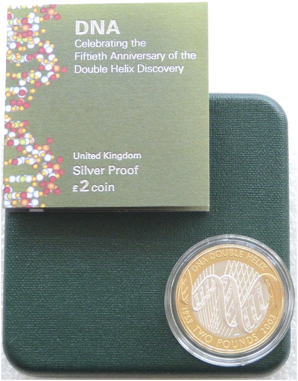 2003 DNA Double Helix £2 Silver Proof Coin Box Coa