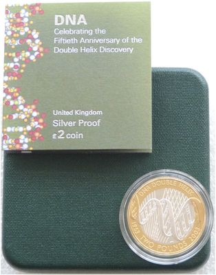 2003 DNA Double Helix £2 Silver Proof Coin Box Coa