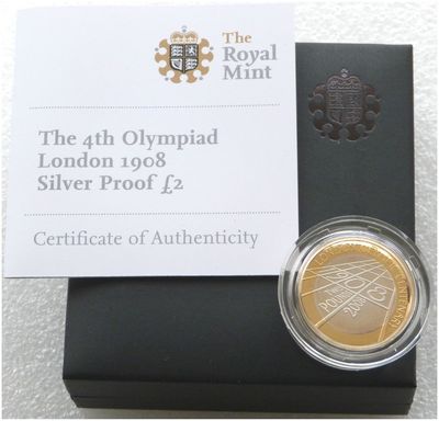 2008 London Olympic Games Centenary £2 Silver Proof Coin Box Coa