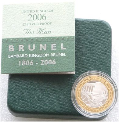 2006 Isambard Brunel The Man £2 Silver Proof Coin Box Coa