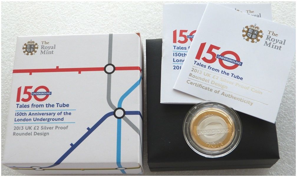 2013 London Underground Roundel £2 Silver Proof Coin Box Coa