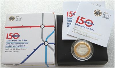 2013 London Underground Roundel £2 Silver Proof Coin Box Coa