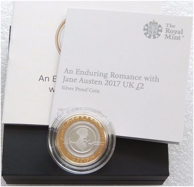 2017 Jane Austen £2 Silver Proof Coin Box Coa