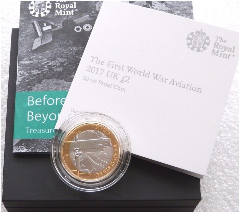 2017 First World War Aviation £2 Silver Proof Coin Box Coa