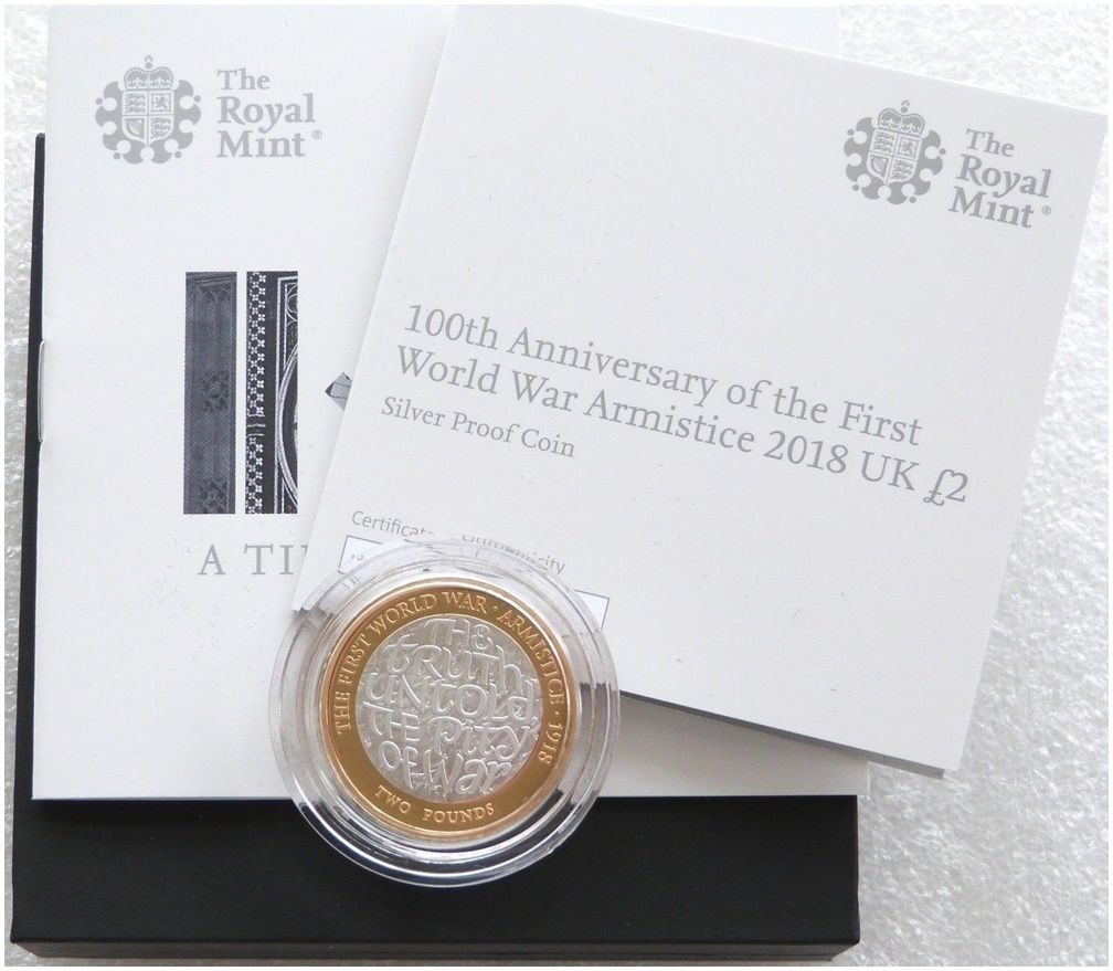 2018 First World War Armistice £2 Silver Proof Coin Box Coa