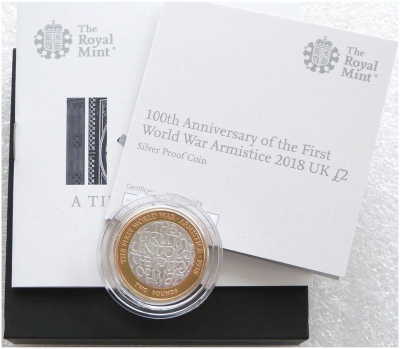 2018 First World War Armistice £2 Silver Proof Coin Box Coa