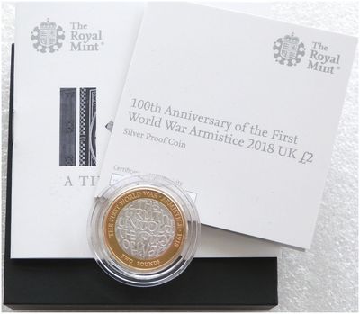 2018 First World War Armistice £2 Silver Proof Coin Box Coa