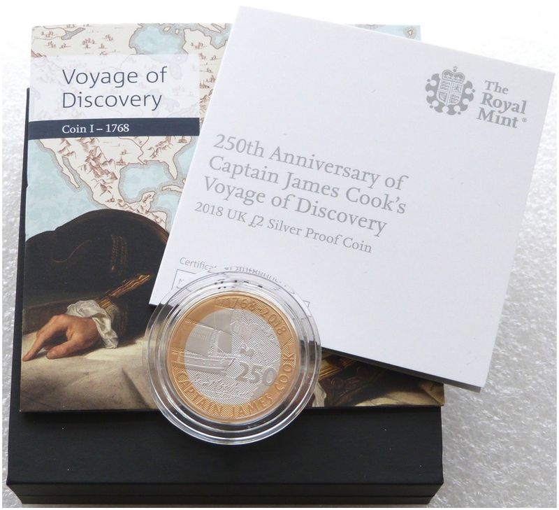 2018 Captain Cook £2 Silver Proof Coin Box Coa