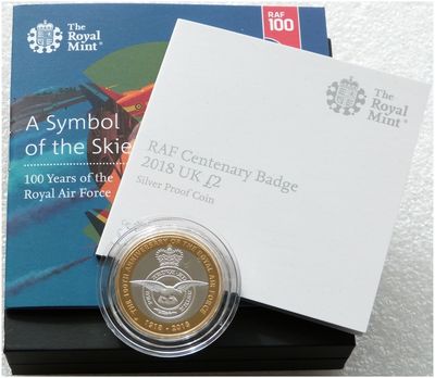 2018 Royal Air Force RAF Emblem £2 Silver Proof Coin Box Coa
