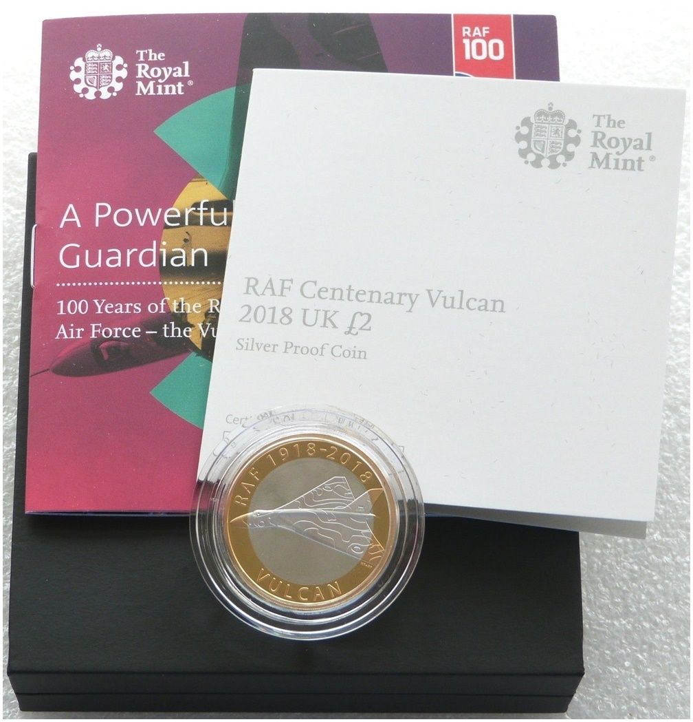 2018 Royal Air Force RAF Vulcan £2 Silver Proof Coin Box Coa