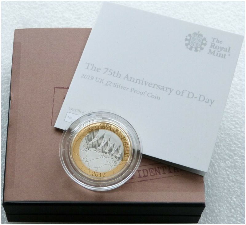 2019 D-Day Landings £2 Silver Proof Coin Box Coa