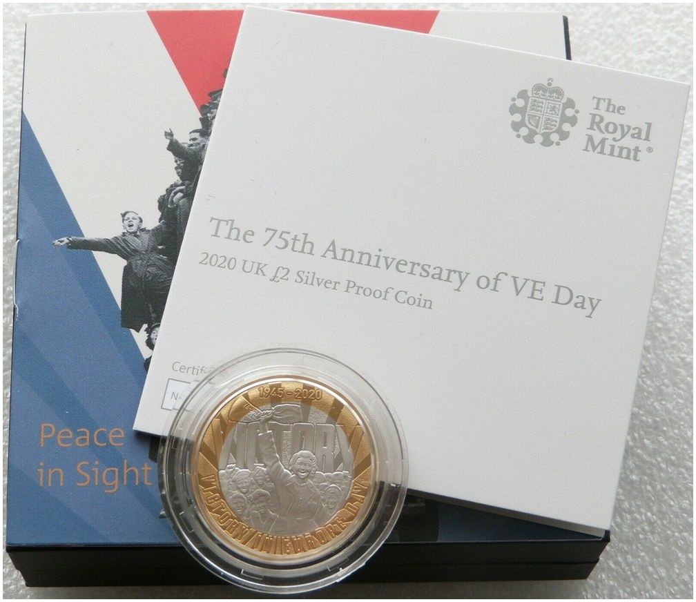 2020 VE-Day £2 Silver Proof Coin Box Coa