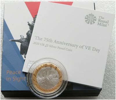 2020 VE-Day £2 Silver Proof Coin Box Coa
