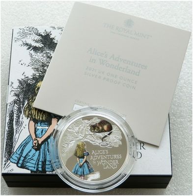 2021 Alice in Wonderland £2 Silver Proof 1oz Coin Box Coa
