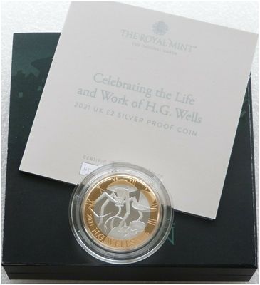 2021 HG Wells War of the Worlds £2 Silver Proof Coin Box Coa