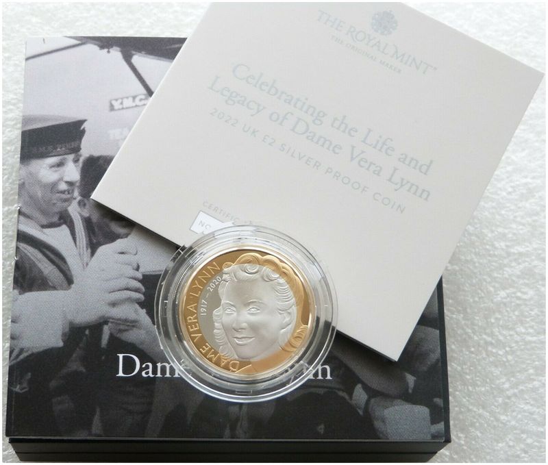 2022 Dame Vera Lynn £2 Silver Proof Coin Box Coa
