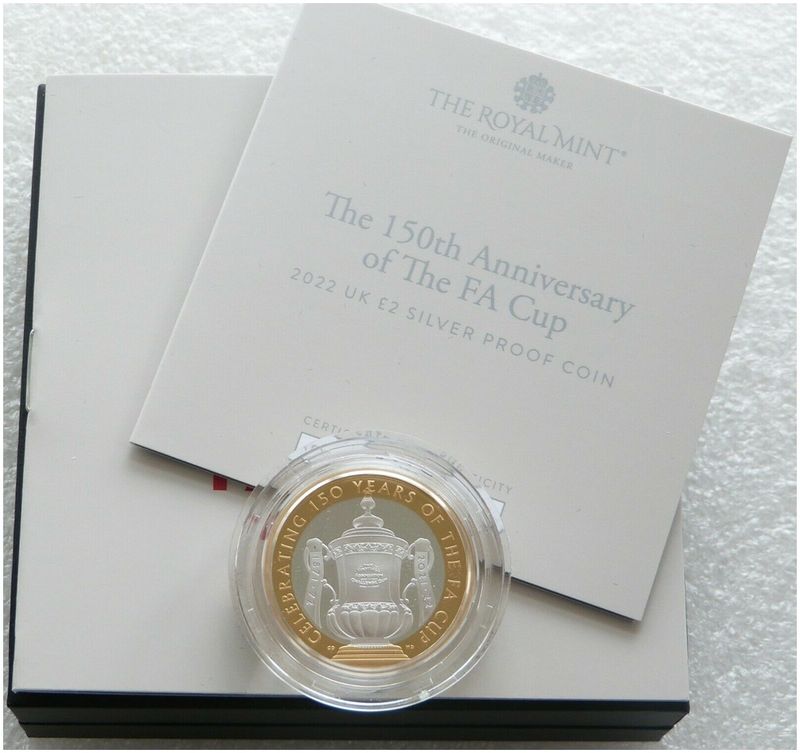 2022 FA Cup £2 Silver Proof Coin Box Coa