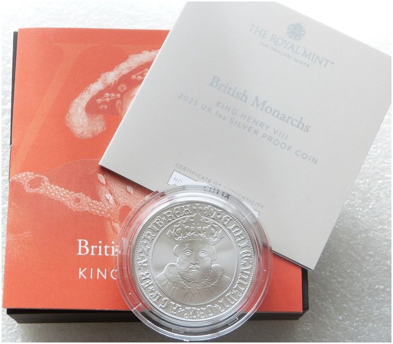 2023 British Monarchs King Henry VIII £2 Silver Proof 1oz Coin Box Coa