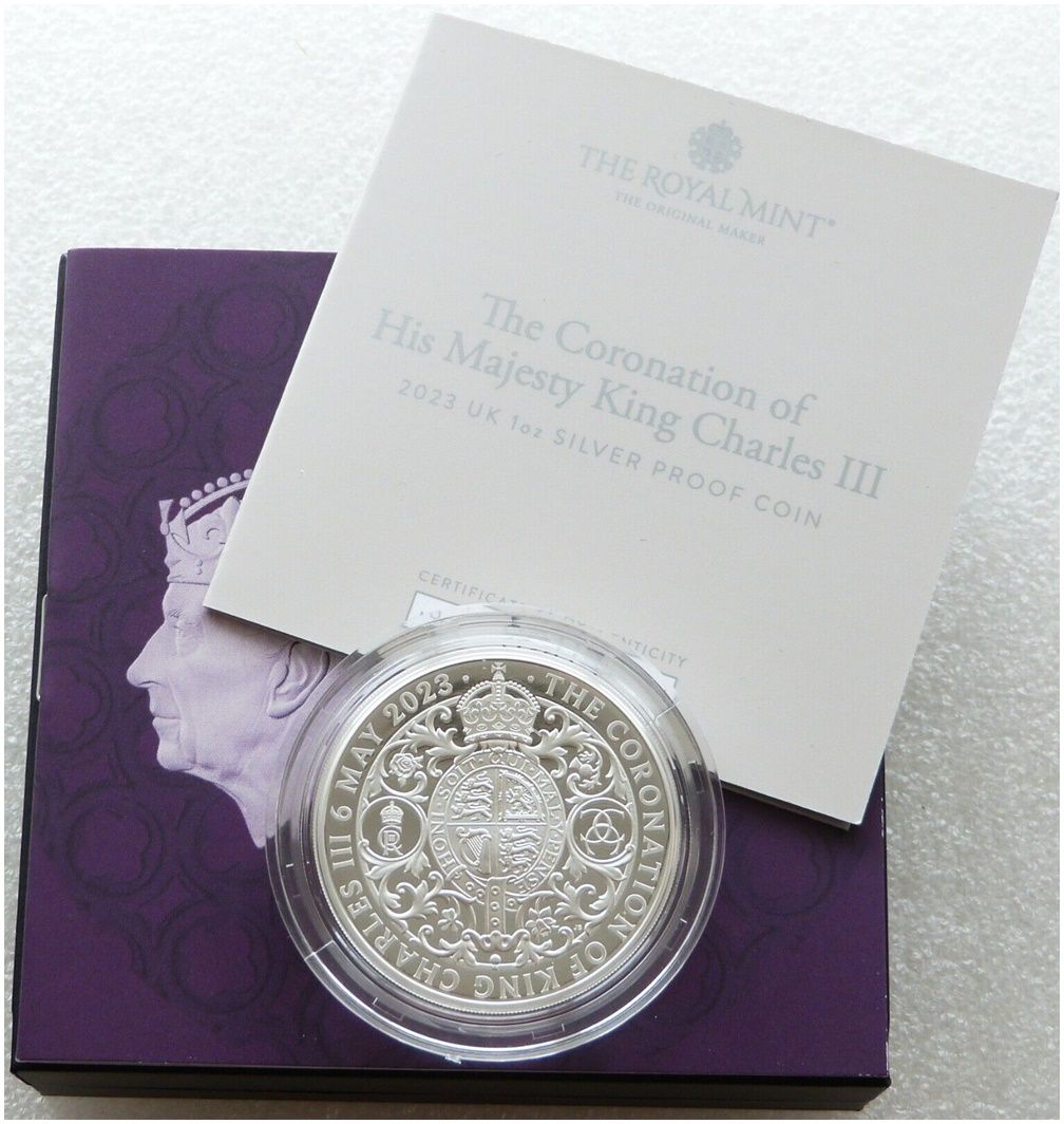 2023 King Charles III Coronation £2 Two Pound Silver Proof 1oz Coin Box Coa