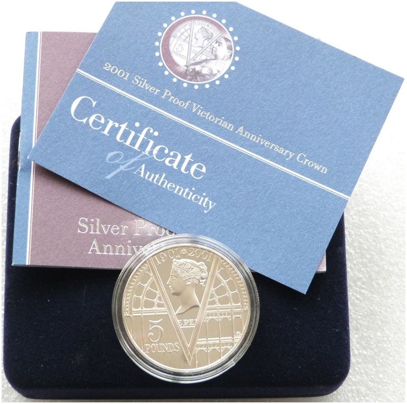 2001 Queen Victoria £5 Silver Proof Coin Box Coa