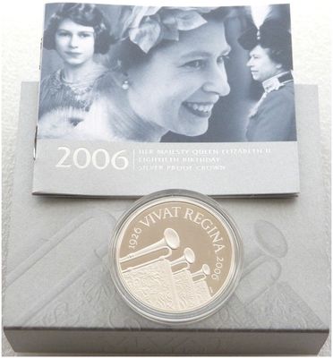 2006 Queens 80th Birthday £5 Silver Proof Coin Box Coa