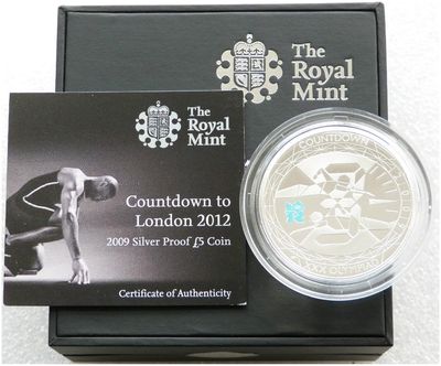 2009 London Olympic Games Countdown £5 Silver Proof Coin Box Coa