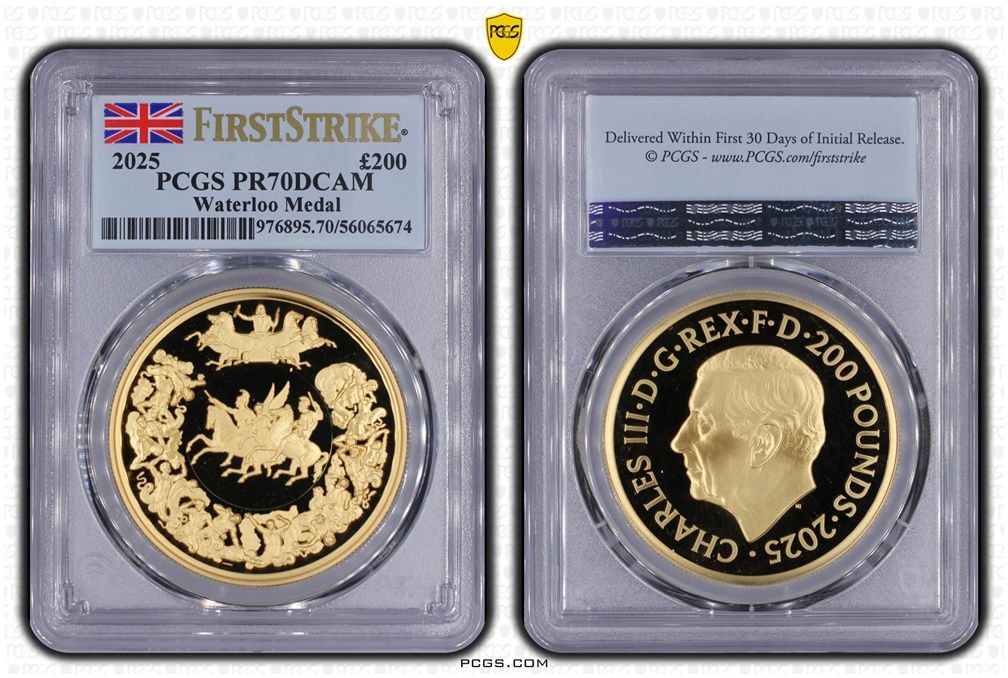2025 Great Engravers Pistrucci Waterloo Victory Medal £200 Gold Proof 2oz Coin PCGS PR70 DCAM First Strike