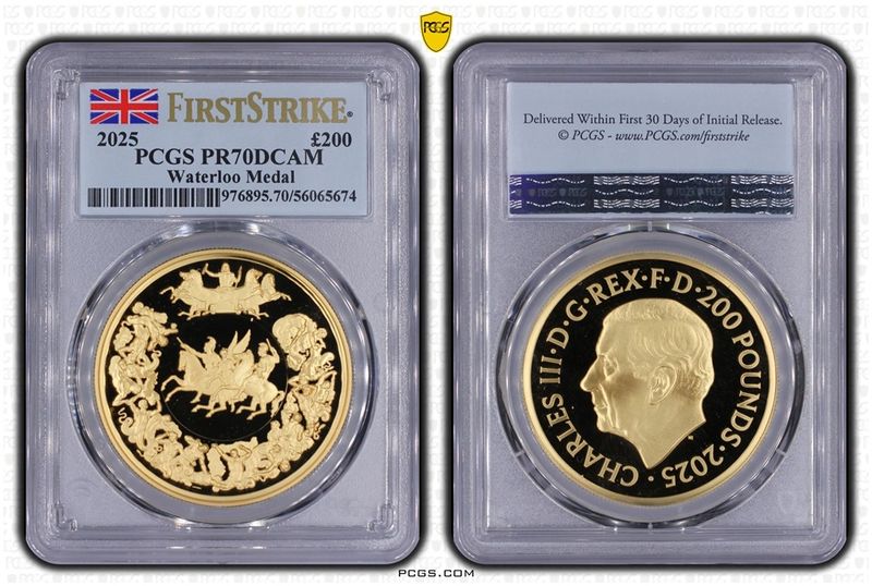 2025 Great Engravers Pistrucci Waterloo Victory Medal £200 Gold Proof 2oz Coin PCGS PR70 DCAM First Strike