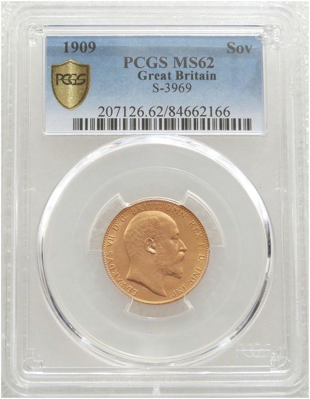 1909 Edward VII Full Sovereign Gold Coin PCGS MS62