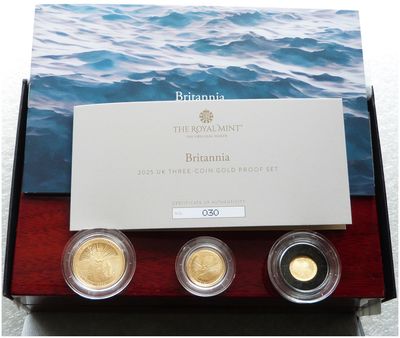 2025 Britannia Gold Proof 3 Coin Set Box Coa - Mintage 125 2025 Britannia Gold Proof 3 Coin Set Box Coa - Mintage 125