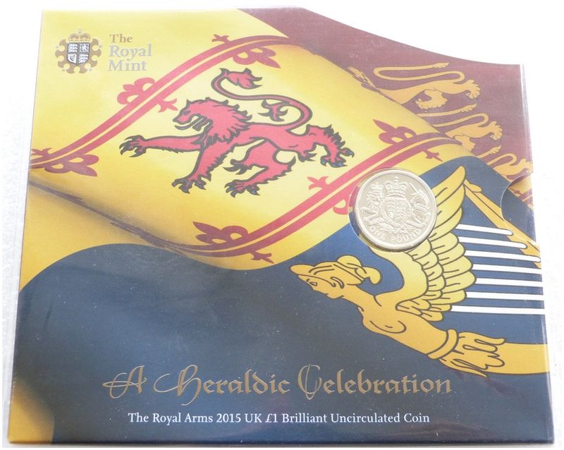 2015 Royal Arms £1 Brilliant Uncirculated Coin Pack Sealed- Fifth Portrait