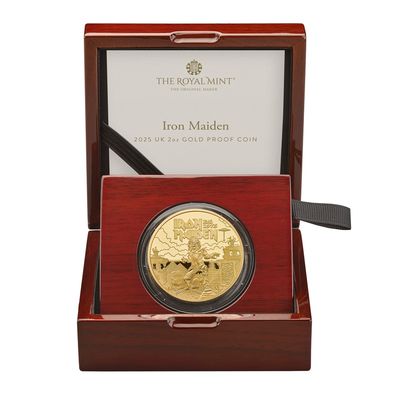 2025 Music Legends Iron Maiden £200 Gold Proof 2oz Coin Box Coa - Mintage 25