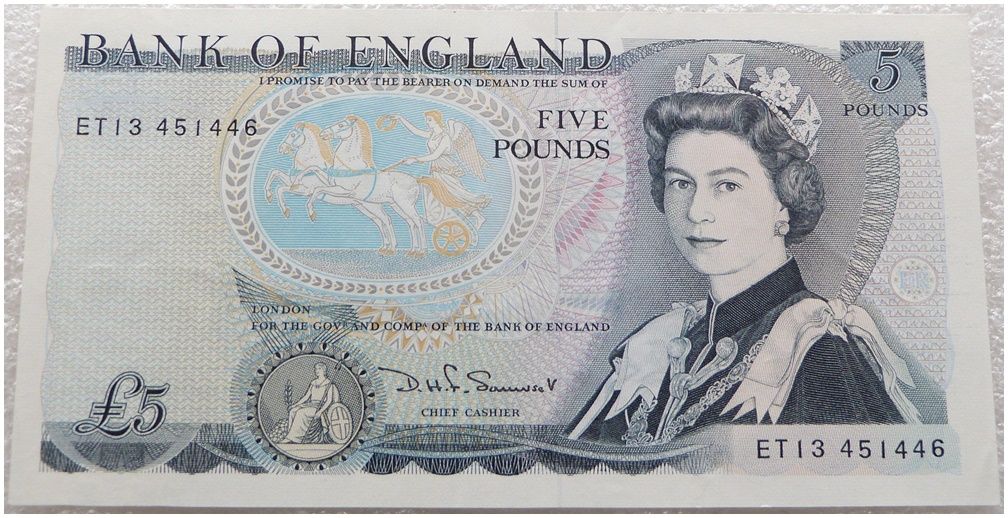 1980 1987 Bank Of England D H Somerset Wellington 5 Five Pound 1980 1987 Bank Of England D H Somerset Wellington 5 Five Pound