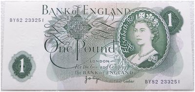 1970 - 1977 Bank of England J B Page Green £1 One Pound Banknote Uncirculated