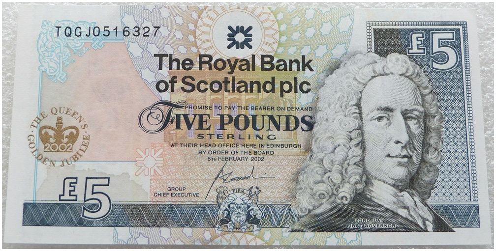 2002 Royal Bank of Scotland Golden Jubilee £5 Five Pound Banknote Uncirculated