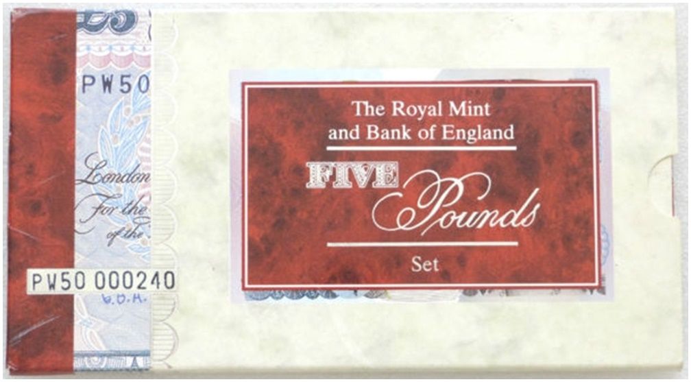 1998 Prince Charles of Wales £5 Brilliant Uncirculated Coin £5 Five Pound Banknote Set