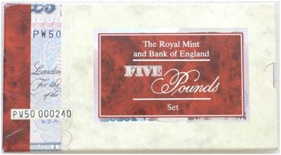 1998 Prince Charles of Wales £5 Brilliant Uncirculated Coin £5 Five Pound Banknote Set
