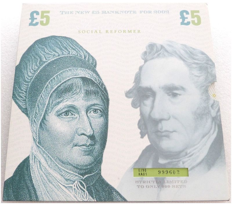2002 Bank of England First and Last Run Merlyn Lowther £5 Five Pound Banknote Set